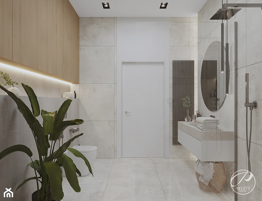 Dom jednorodzinny - Średnia bez okna z lustrem z punktowym oświetleniem łazienka, styl nowoczesny - zdjęcie od Progetti Architektura