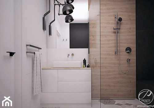 Mieszkanie dla dwojga - Mała na poddaszu bez okna łazienka, styl skandynawski - zdjęcie od Progetti Architektura