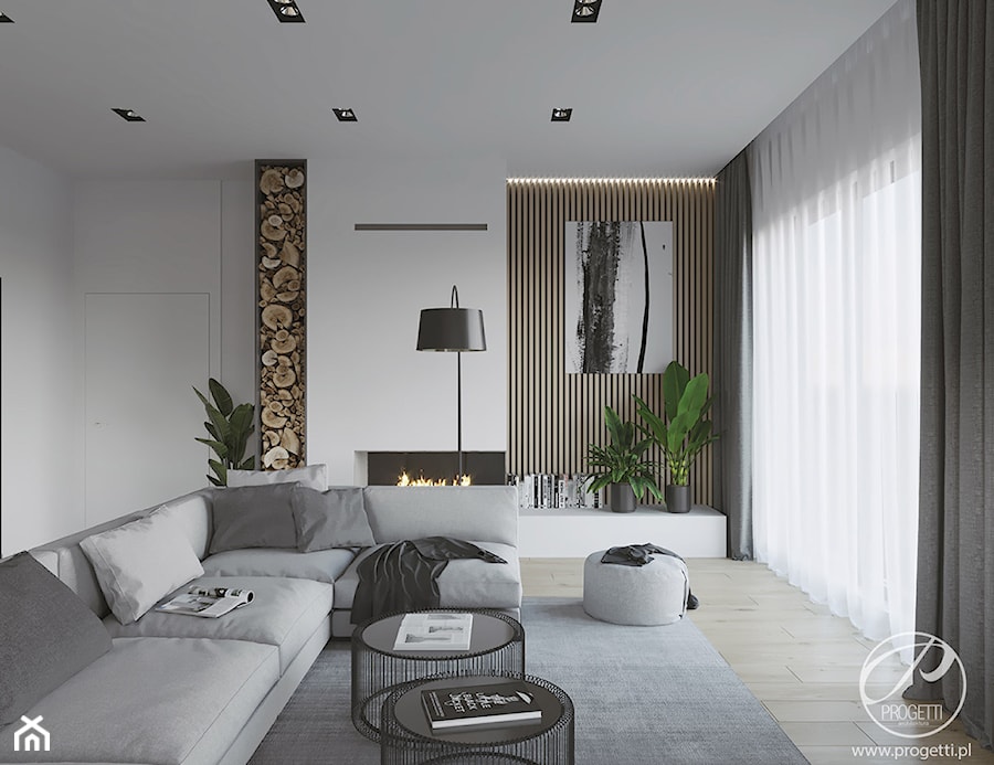 Dom jednorodzinny - Średni biały salon, styl nowoczesny - zdjęcie od Progetti Architektura