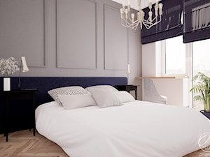 Mieszkanie w klimatycznej kamienicy - Średnia biała szara z biurkiem sypialnia z balkonem / tarasem, styl tradycyjny - zdjęcie od Progetti Architektura