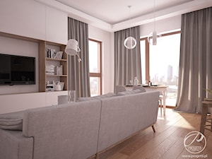Apartament dla rodziny - Średni szary salon z jadalnią, styl nowoczesny - zdjęcie od Progetti Architektura