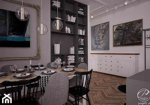 Mieszkanie w klimatycznej kamienicy - Średnia biała jadalnia jako osobne pomieszczenie, styl nowoczesny - zdjęcie od Progetti Architektura
