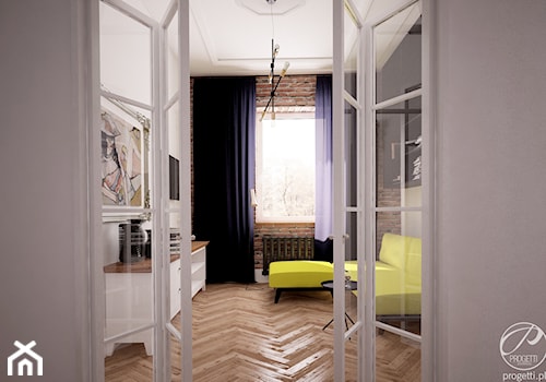 Mieszkanie w klimatycznej kamienicy - Średni biały salon, styl nowoczesny - zdjęcie od Progetti Architektura