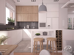 Apartament dla rodziny - Duża otwarta z zabudowaną lodówką kuchnia w kształcie litery l z wyspą lub półwyspem z oknem, styl nowoczesny - zdjęcie od Progetti Architektura