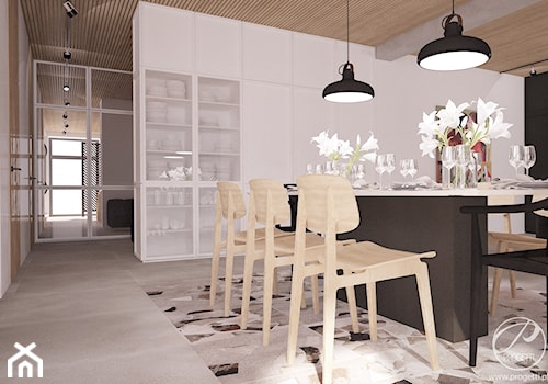 Apartament dwupoziomowy - Średnia biała czarna jadalnia jako osobne pomieszczenie, styl nowoczesny - zdjęcie od Progetti Architektura