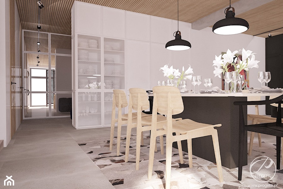 Apartament dwupoziomowy - Średnia biała czarna jadalnia jako osobne pomieszczenie, styl nowoczesny - zdjęcie od Progetti Architektura