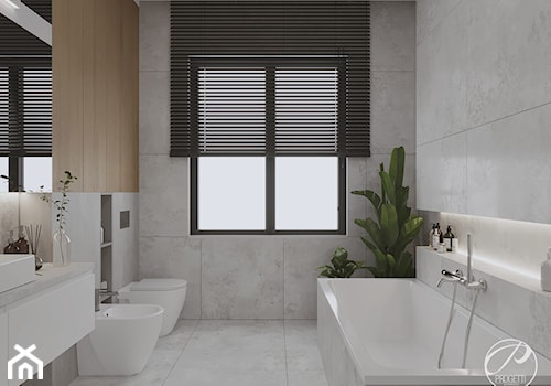 Dom jednorodzinny - Średnia z lustrem łazienka z oknem, styl nowoczesny - zdjęcie od Progetti Architektura