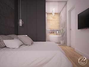 Apartament z drewnianą ścianą - Sypialnia, styl nowoczesny - zdjęcie od Progetti Architektura