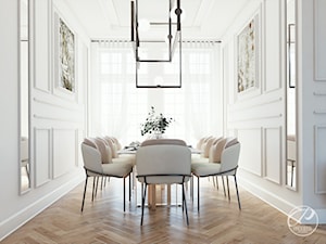 Apartament w zabytkowej kamienicy - Duża biała jadalnia jako osobne pomieszczenie, styl tradycyjny - zdjęcie od Progetti Architektura