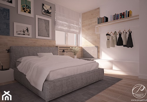 Mieszkanie dla dwojga - Średnia biała szara sypialnia, styl skandynawski - zdjęcie od Progetti Architektura