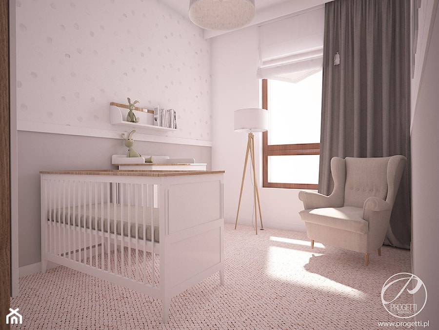 Apartament dla rodziny - Średni biały szary pokój dziecka dla niemowlaka dla chłopca dla dziewczynki, styl nowoczesny - zdjęcie od Progetti Architektura