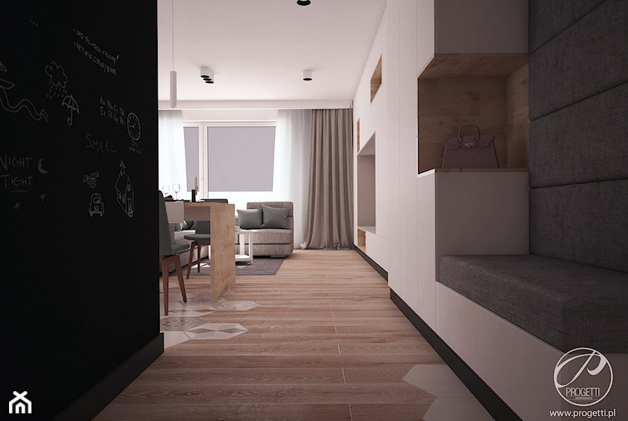 Mieszkanie dla dwojga - Średni biały czarny hol / przedpokój, styl nowoczesny - zdjęcie od Progetti Architektura