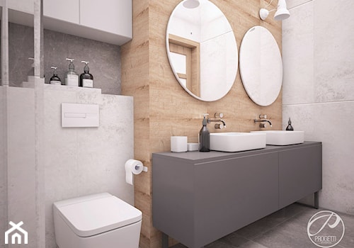 Apartament dla rodziny - Średnia bez okna z dwoma umywalkami łazienka, styl skandynawski - zdjęcie od Progetti Architektura