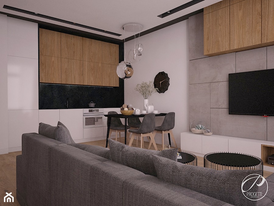 Apartament z drewnianą ścianą - Kuchnia, styl nowoczesny - zdjęcie od Progetti Architektura