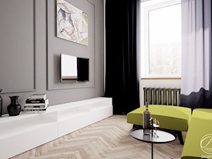 Mieszkanie w klimatycznej kamienicy - Średni biały szary salon, styl nowoczesny - zdjęcie od Progetti Architektura