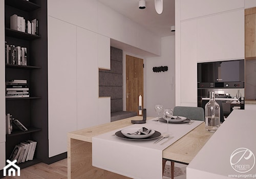Mieszkanie dla dwojga - Średnia szara jadalnia w kuchni, styl nowoczesny - zdjęcie od Progetti Architektura