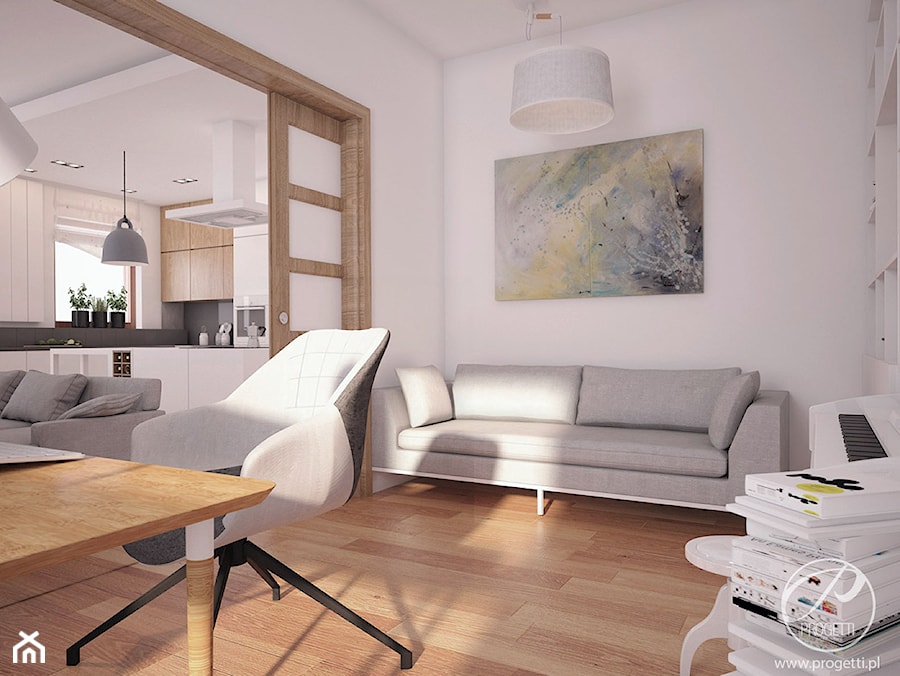 Apartament dla rodziny - Średnie w osobnym pomieszczeniu z sofą białe biuro, styl nowoczesny - zdjęcie od Progetti Architektura