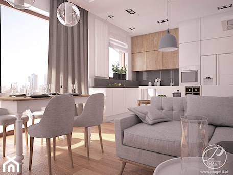 Aranżacje wnętrz - Kuchnia: Apartament dla rodziny - Średnia otwarta z salonem biała szara kuchnia w kształcie litery l z oknem, styl nowoczesny - Progetti Architektura . Przeglądaj, dodawaj i zapisuj najlepsze zdjęcia, pomysły i inspiracje designerskie. W bazie mamy już prawie milion fotografii!