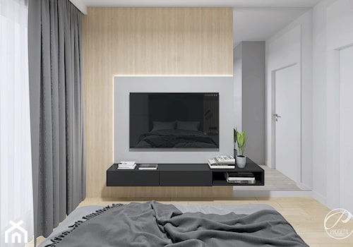 Apartament dla dwojga - Mała biała szara sypialnia, styl nowoczesny - zdjęcie od Progetti Architektura