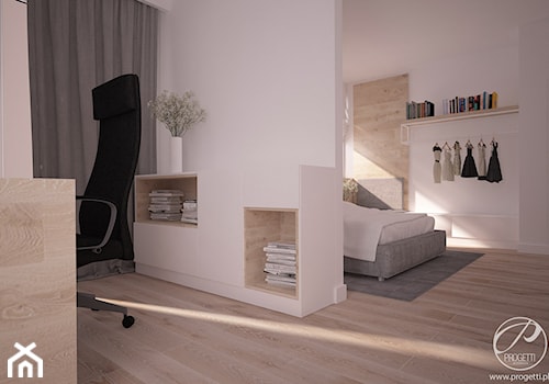 Mieszkanie dla dwojga - Średnia biała z biurkiem sypialnia, styl skandynawski - zdjęcie od Progetti Architektura