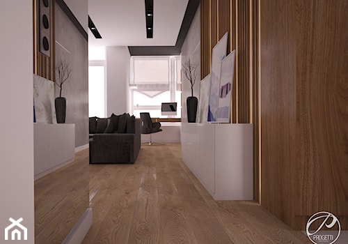 Apartament z drewnianą ścianą - Hol / przedpokój, styl nowoczesny - zdjęcie od Progetti Architektura