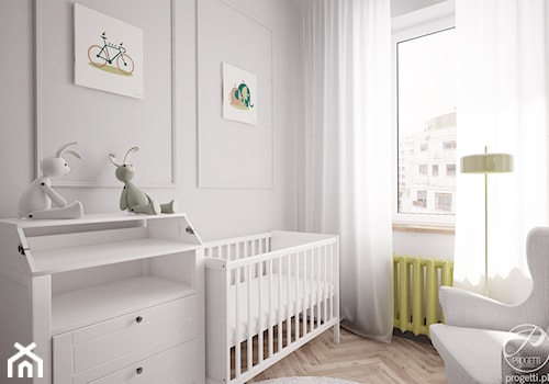 Mieszkanie w klimatycznej kamienicy - Mały szary pokój dziecka dla niemowlaka dla chłopca dla dziewczynki, styl nowoczesny - zdjęcie od Progetti Architektura