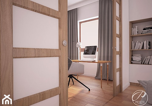Apartament dla rodziny - Małe w osobnym pomieszczeniu białe biuro, styl nowoczesny - zdjęcie od Progetti Architektura