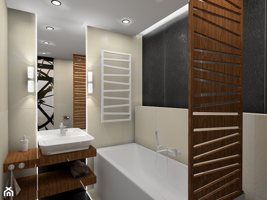 łazienka z ukrytym schowkiem - Łazienka, styl nowoczesny - zdjęcie od BAMARI Studio Architektury Wnętrz
