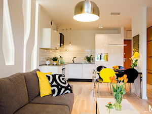 LEMON- mieszkanie na wynajem - Średnia otwarta z salonem biała z zabudowaną lodówką kuchnia w kształcie litery l, styl nowoczesny - zdjęcie od Pracownia architektoniczna meridian