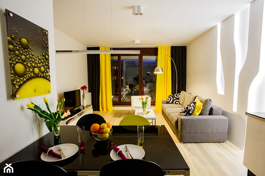 LEMON- mieszkanie na wynajem - Mała biała jadalnia w kuchni, styl nowoczesny - zdjęcie od Pracownia architektoniczna meridian