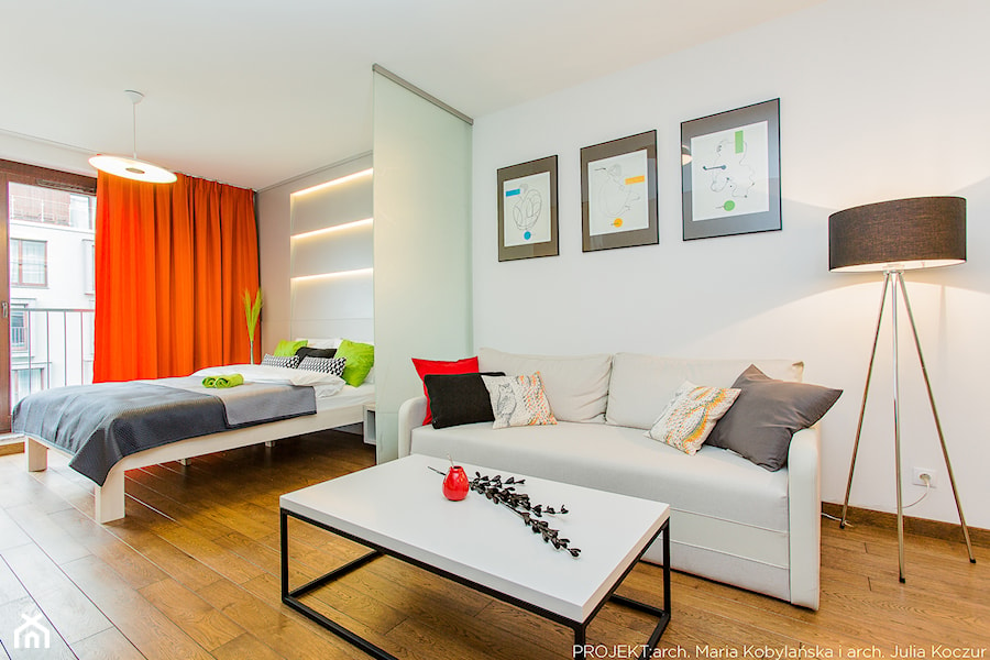 Apartament MANGO - Średni biały salon, styl nowoczesny - zdjęcie od Pracownia architektoniczna meridian