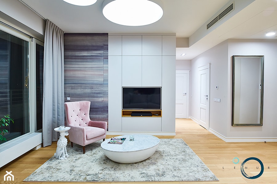 KONKURS Wnętrza Roku 2017 - Apartament OVO - Mały biały salon, styl nowoczesny - zdjęcie od Pracownia architektoniczna meridian