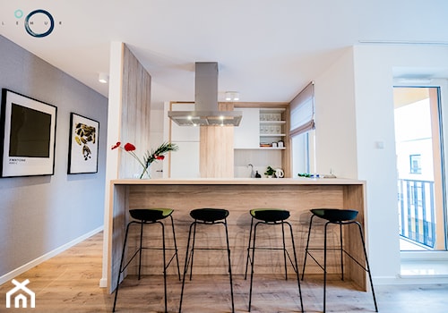 CARDAMON - mieszkanie na wynajem - Średnia biała szara jadalnia w kuchni - zdjęcie od Pracownia architektoniczna meridian
