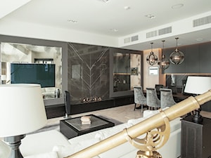 Klasyczny apartament - Średni czarny salon z kuchnią z jadalnią, styl tradycyjny - zdjęcie od anchal