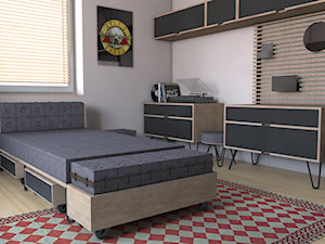 Pokój nastolatka - Średni szary pokój dziecka dla nastolatka dla chłopca, styl industrialny - zdjęcie od ROARHIDE Industrial Designs