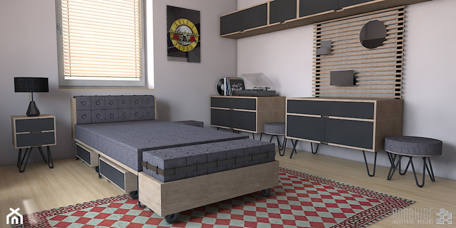 Pokój nastolatka - Średni szary pokój dziecka dla nastolatka dla chłopca, styl industrialny - zdjęcie od ROARHIDE Industrial Designs