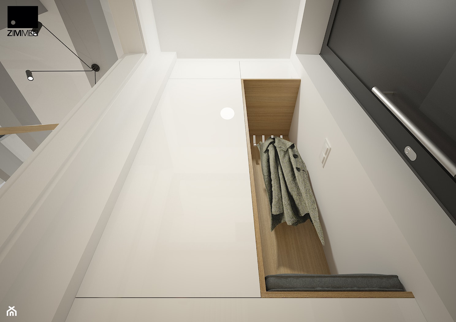 Aranżacja wnętrza mieszkalnego - Mały z wieszakiem biały hol / przedpokój, styl nowoczesny - zdjęcie od ROARHIDE Industrial Designs - Homebook