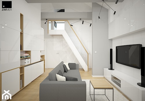Aranżacja wnętrza mieszkalnego - Średni biały szary salon, styl nowoczesny - zdjęcie od ROARHIDE Industrial Designs