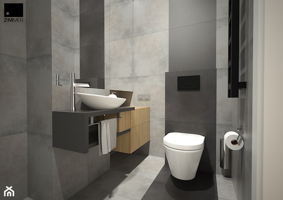 Aranżacja wnętrza mieszkalnego - Mała bez okna z lustrem łazienka, styl nowoczesny - zdjęcie od ROARHIDE Industrial Designs