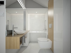 Aranżacja wnętrza mieszkalnego - Średnia na poddaszu bez okna z lustrem z punktowym oświetleniem łazienka, styl nowoczesny - zdjęcie od ROARHIDE Industrial Designs
