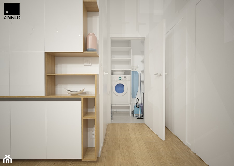 Aranżacja wnętrza mieszkalnego - Mały biały hol / przedpokój, styl nowoczesny - zdjęcie od ROARHIDE Industrial Designs