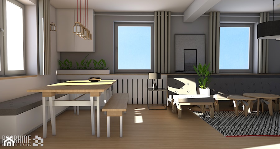 Salon z jadalnią w domu jednorodzinnym. - zdjęcie od ROARHIDE Industrial Designs