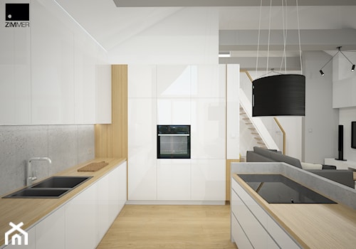 Aranżacja wnętrza mieszkalnego - Średnia otwarta z zabudowaną lodówką z podblatowym zlewozmywakiem kuchnia w kształcie litery g, styl nowoczesny - zdjęcie od ROARHIDE Industrial Designs