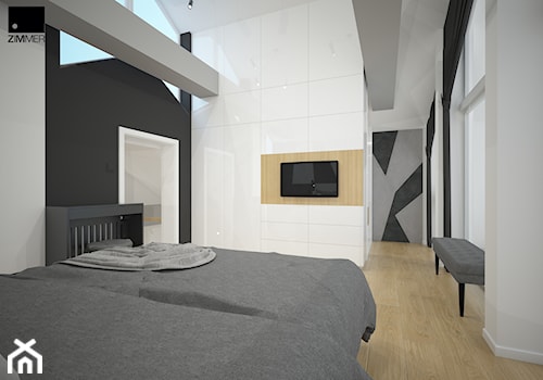 Aranżacja wnętrza mieszkalnego - Średnia czarna szara sypialnia, styl nowoczesny - zdjęcie od ROARHIDE Industrial Designs