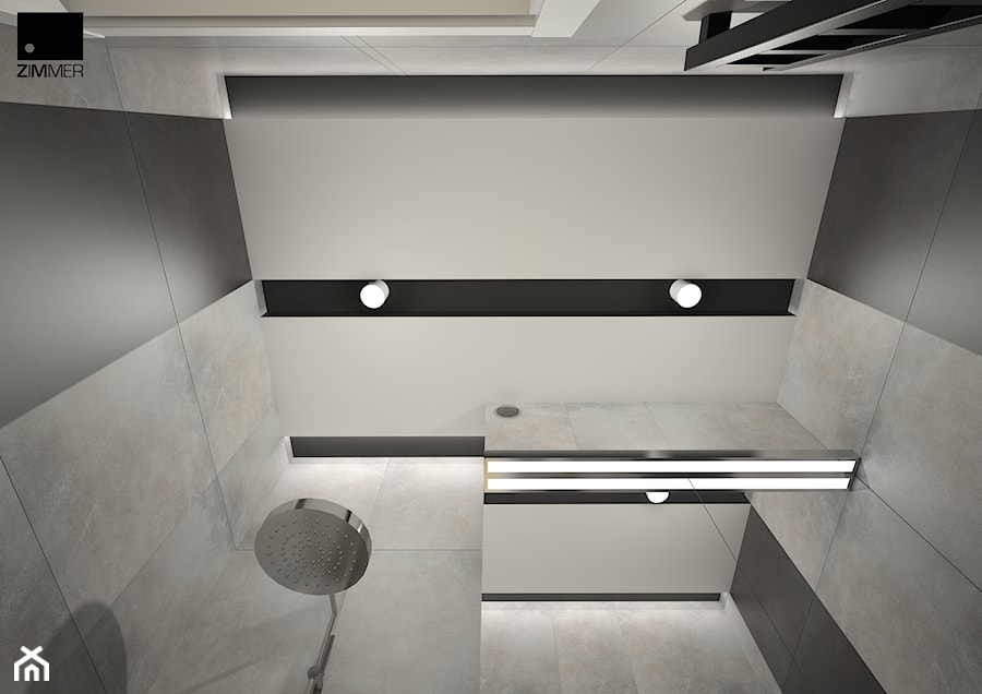 Aranżacja wnętrza mieszkalnego - Bez okna z lustrem z punktowym oświetleniem łazienka, styl nowoczesny - zdjęcie od ROARHIDE Industrial Designs