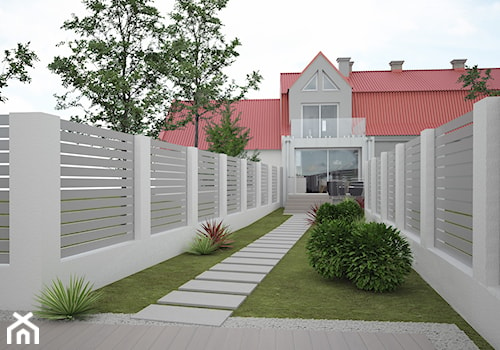 Przebudowa domu z aranżacją wnętrz - Średni ogród w stylu skandynawskim za domem - zdjęcie od ROARHIDE Industrial Designs
