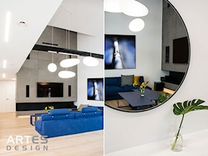 Dom jednorodzinny z charakterem - Średni szary salon, styl nowoczesny - zdjęcie od Labezka Designers