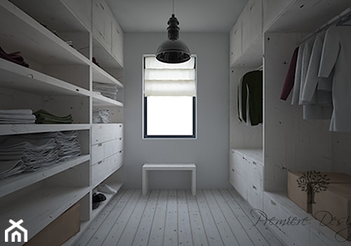 Dom letni - Średnia zamknięta garderoba przy sypialni z oknem, styl rustykalny - zdjęcie od Premiere Design