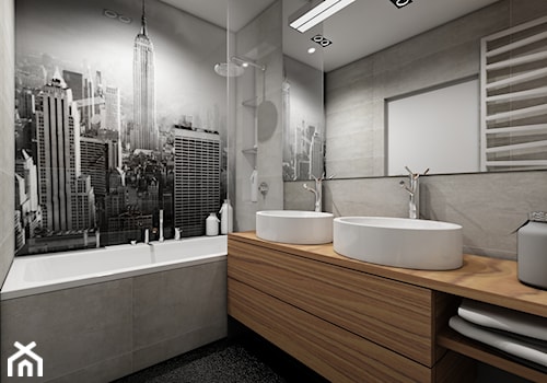 Industrialny gocław - Średnia z dwoma umywalkami łazienka, styl nowoczesny - zdjęcie od Premiere Design