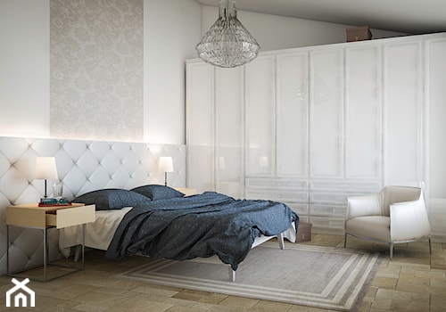 Apartament na osiedlu Ruczaj Park - Duża beżowa biała sypialnia - zdjęcie od Premiere Design